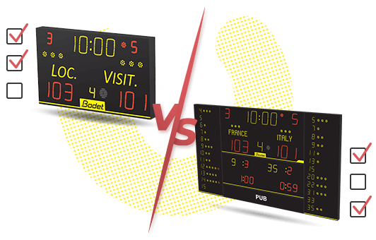 Comparateur de tableaux de scores Bodet Sport