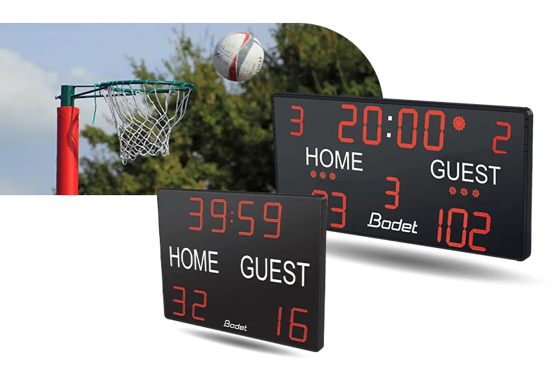 Bodet Sport scoreboards suitable for the practice of netball