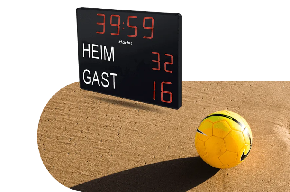 Robuste Outdoor-Spielstandsanzeigen speziell für Beachsoccer