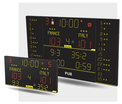 Indoor and outdoor scoreboards compatible with a wide range of sports