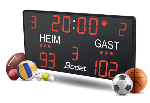 Die Spielstandsanzeige BTX6025 MS eignet sich für viele Mannschaftssportarten.